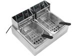 Friggitrice Elettrica Doppio Cilindro Doppio Cestello Acciaio Inox Friggitrice A Temperatura Regolabile Spina Ue 220V 1700+1700W