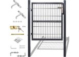 Aopunly Cancello Da Giardino Porta Recinzione Cancello Cortile Porta Zincata Verniciata A Polvere Con Serratura Maniglia E Chiave Antracite Tubo Quadrato 120X100Cm