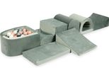 Il Più Grande Parco Giochi In Schiuma Con Piscina Micro Velvet Grey + 100 Palline: Argento, Perla, Oro Rosa
