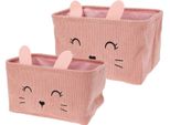 Cestino Per Bambini Per Biancheria E Giocattoli, Cuboide, Set Di 2, Rosa