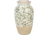 Vaso Clayre & Eef Ø 16X27 Cm Fiori In Ceramica Verde Beige