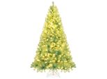 Costway 225Cm Albero Di Natale Artificiale Con Led Bianco Caldo, 8 Modalità E Supporto In Metallo, Abete, Albero Di Natale, Albero Di Natale Artificiale Per La Casa