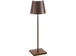 Zafferano Lampada A Led Da Tavolo Poldina Pro Corten Ricaricabile E Dimmerabile Con Batteria Fino A 12 Ore. Da Uso Esterno IP65