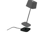 Zafferano Lampada A Led Da Tavolo Ofelia Pro Grigio Scuro Ricaricabile E Dimmerabile - 2200-2700-3000K - 9H Massima Potenza