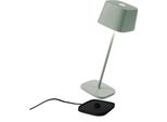 Zafferano Lampada A Led Da Tavolo Ofelia Pro Salvia Ricaricabile E Dimmerabile - 2200-2700-3000K - 9H Massima Potenza