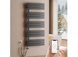 S'afielina Radiatore Elettrico Per Asciugamani 1320×600Mm, Radiatore Elettrico Per Bagno Con Termostato, Wifi, Timer Programmabile, Display Lcd, 800 W, Antracite