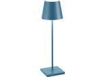Zafferano Lampada A Led Da Tavolo Poldina Pro Blu Avio Ricaricabile E Dimmerabile Con Batteria Fino A 12 Ore. Da Uso Esterno IP65