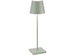 Zafferano Lampada A Led Da Tavolo Poldina Pro Verde Salvia Ricaricabile E Dimmerabile Con Batteria Fino A 12 Ore. Da Uso Esterno IP65