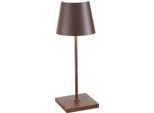 Zafferano Lampada A Led Da Tavolo Poldina Pro Mini Corten Ricaricabile E Dimmerabile Con Batteria Fino A 12 Ore