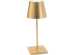 Zafferano Lampada A Led Da Tavolo Poldina Pro Mini Foglia Oro Ricaricabile E Dimmerabile Con Batteria Fino A 12 Ore