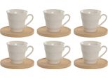 Set Di 6 Tazze Da Tè Con Piatto Home Esprit In Porcellana Di Bambù Bianca 90 Ml