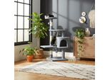 Belviona Tiragraffi Per Gatti, Tiragraffi Compatto Da 112 Cm Con Palline Da Gioco, Sisal E Grotta Di Coccole, Grigio Chiaro