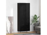 Vidaxl Credenza Nera Effetto Rovere 69,5 X 34 X 180 Cm Materiale A Base Di Legno