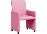 Vidaxl Sedie Da Pranzo Con Ruote 2 Pezzi Rosa 57 X 66 X 94 Cm Tessuto