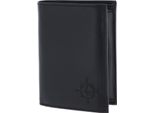 Oxmox Pelle Portafoglio Leather Rfid Protect KombiböRse Windrose 2.0 Embossed Black Nero
