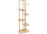 Supporto Per Piante, Design A 6 Livelli In Bambù, Versatile Per Uso Interno Ed Esterno, Legno Naturale