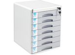 Portadocumenti - Cassettiera Da Scrivania - 7 Cassetti - Chiusura A Chiave, 2 Chiavi - Per A4 - Altezza Cassetti 5 Cm - Lega Di Alluminio - Grigio