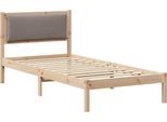 Vidaxl Struttura Letto Con Testata Taupe 90 X 200 Cm In Legno Di Pino Massiccio