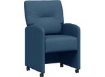 Vidaxl Sedie Da Pranzo Con Ruote 2 Pezzi Blu 57 X 67 X 95 Cm Tessuto