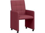 Vidaxl Sedie Da Pranzo Con Ruote 2 Pezzi Rosso Vino 58 X 65 X 94 Cm Tessuto