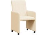 Vidaxl Sedie Da Pranzo 2 Pezzi Crema 57 X 66 X 94 Cm Tessuto A Coste