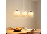 Zmh Lampada A Sospensione Sala Da Pranzo Luce A Sospensione Vintage 3 Fiamme Tessuto Tavolo Da Pranzo Lampada Altezza Regolabile E27 Bianco Sala Da Pranzo (Senza Lampadina)