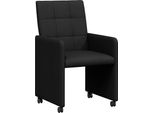 Vidaxl Sedie Da Pranzo Con Ruote 2 Pezzi Nero 58 X 65 X 94 Cm Tessuto