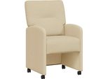 Vidaxl Sedie Da Pranzo Con Ruote 2 Pezzi Crema 57 X 67 X 95 Cm Tessuto