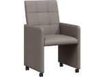 Vidaxl Sedie Da Pranzo Con Ruote 2 Pezzi Taupe 58 X 65 X 94 Cm Tessuto