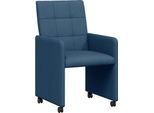 Vidaxl Sedie Da Pranzo Con Ruote 2 Pezzi Blu 58 X 65 X 94 Cm Tessuto