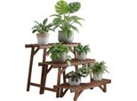 Supporto Per Piante In Legno, Design A 3 Livelli, Struttura Resistente, Caffè Scuro