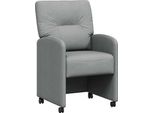 Vidaxl Sedie Da Pranzo Con Ruote 2 Pezzi Grigio Chiaro 57 X 67 X 95 Cm Tessuto