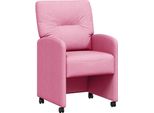 Vidaxl Sedie Da Pranzo Con Ruote 2 Pezzi Rosa 57 X 67 X 95 Cm Tessuto