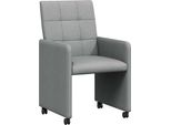 Vidaxl Sedie Da Pranzo Con Ruote 2 Pezzi Grigio Chiaro 58 X 65 X 94 Cm Tessuto