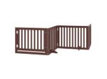 Vidaxl Cancelletto Per Cani 4 Pezzi Con Porta Pieghevole Marrone 320 Cm In Legno Di Pioppo