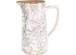Caraffa Decorativa Clayre & Eef 21X14X26 Cm Fiori Di Ceramica Grigio Beige