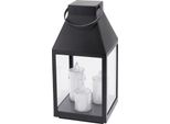 Lanterna Nera Con 3 Candele Led 35 Cm
