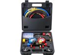 Set Manometro Per Climatizzatori, Tubi Flessibili Da 5 Piedi, Compatibile Con Refrigeranti R134A/R22/R12/R410A, Pressione Nominale 800 Psi, Pressione Di Scoppio 4000 Psi, Calibrazione ±1,6% Di Precisione