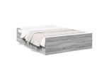 Vidaxl Struttura Letto Con Cassetti Grey Sonoma 135X190 Cm Materiale A Base Di Legno