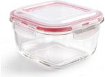 Casseruola Per Alimenti Ibili-Borosilicato, Vetro Borosilicato, 16X16X9,5 Cm, 1 L, Trasparente/Rosso