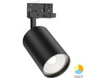 Braytron Faretto A Binario Led A 3 Circuiti 30W 3CCT 3000K-6000K Nero Orientabile E Girevole