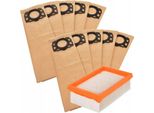 Pacchetto Filtro E Sacchetto Raccoglipolvere In Carta Per Aspirapolvere Karcher WD4 WD5 WD6 MV4 MV5 MV6 (Sostituisce Il Codice Articolo 2.863-006.0) 1 Filtro, 10 Sacchetti Raccoglipolvere