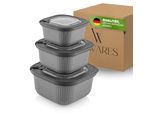 Set Di 3 Contenitori Per Alimenti Viwares Con Coperchio A Valvola Trasparente, Contenitori Per La Conservazione, Cucina, Impilabili, Senza Bpa, In Plastica, Adatti Al Microonde/Frigo, 3 Misure (600Ml/1100Ml/1800Ml)