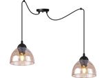 Lampada A Sospensione Spider Venice A 2 Luci Con Paralumi In Vetro Ambrato E27