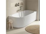 Vasca Da Bagno Semi-Isola In Acrilico Bianco Con Coste 170Cm - Angolo Retto Stria