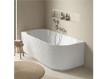 Vasca Da Bagno Semi-Isola In Acrilico Bianco Con Coste 170Cm - Angolo Sinistro Stria