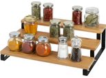 Howhomely | Portaspezie - Porta Spezie - 32 X 24 X 9 Cm - In Bambù E Metallo - Scaffale Da Cucina