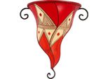 Lampada Da Parete Marrakech Saba Multi H 35Cm | Lampada Da Parete Marocchina In Pelle E Ferro Battuto | Dipinta A Mano E Realizzata Artigianalmente | Design Orientale Rosso Arancio | Lampada Da Corridoio Per Soggiorno E Camera Da Letto