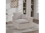 Lvhom Poltrona Modulare Con Cuscino, Divano Singolo In Tessuto A Coste Poltrona Reclinabile Poltrona Tv, Beige