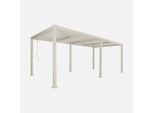 Pergola Bioclimatica 3X6M In Alluminio E Acciaio, Lamelle Orientabili, Beige